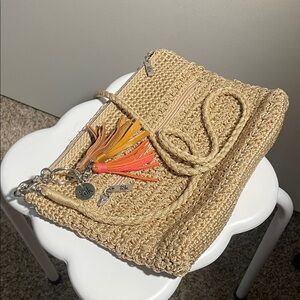 The Sak beige Woven crossbody Bag